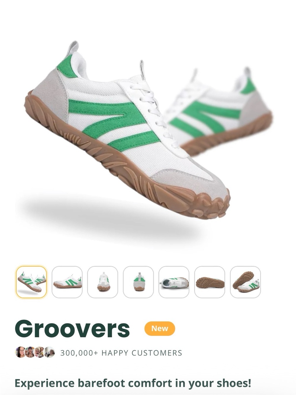 NWT-Bearfoot Groovers-White and Green Men's Retro Runner Sneakers